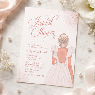 Invitation Robe de mariée rose blush romantique pour la fête