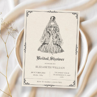 Invitation Robe de mariée victorienne vintage pour la fête de
