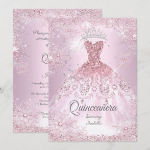 Invitation Robe de neige flocon de neige rose pâle pour Quinc