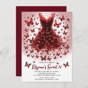 Invitation Robe de papillon rouge foncé Garnet Janvier Pierre