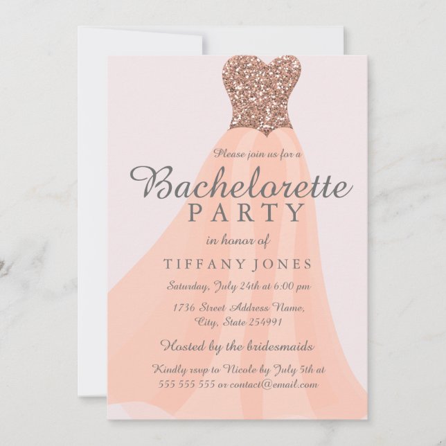 Invitation Robe de Parties scintillant de corail Pêcher Invit (Devant)