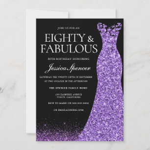 Invitation Robe de Parties scintillant violette Gown 80e fête