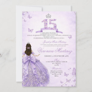 Invitation Robe de princesse couronne espagnole violette flor