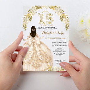 Invitation Robe de princesse en ivoire floral Coquette Quince