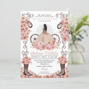 Invitation Robe de princesse en or rose et bottes Quinceañera