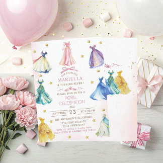 Invitation Robe de princesse moderne aquarelle fille royale n