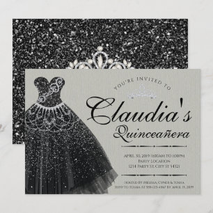 Invitation Robe de Quinceañera à paillettes noires