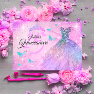 Invitation Robe de Quinceanera à paillettes rose violet sarce