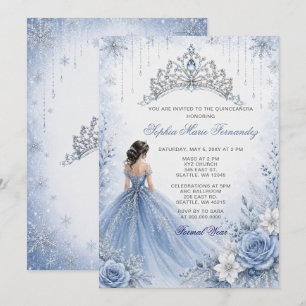 Invitation Robe de Quinceañera d'hiver à paillettes argentées