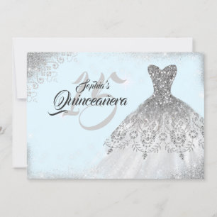 Invitation Robe de Quinceanera en dentelle bleu clair argenté