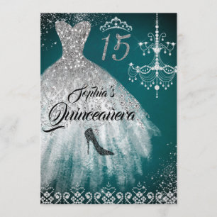 Invitation Robe de Quinceanera en diamant scintillant argent