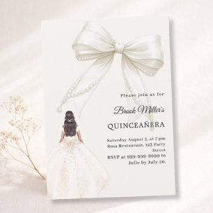 Invitation Robe de Quinceanera en satin ivoire crème de luxe