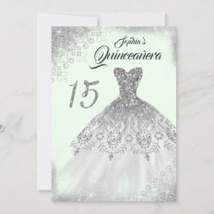 Invitation Robe de Quinceanera verte clair avec dentelle d'ar