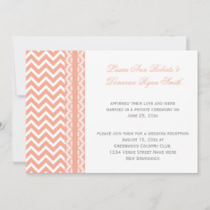 Invitation Robe de réception en dentelle chevron blanc et pêc