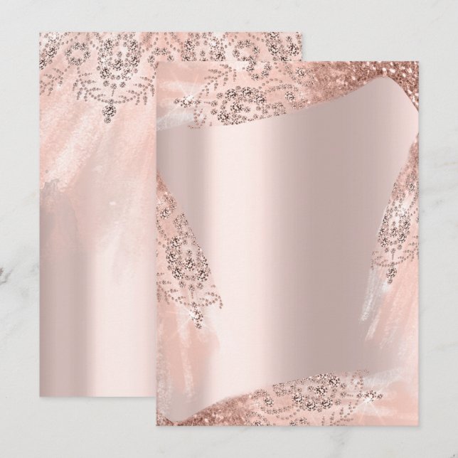 Invitation Robe de salle de mariage Rose Gold pour 16 ans dou (Devant / Derrière)