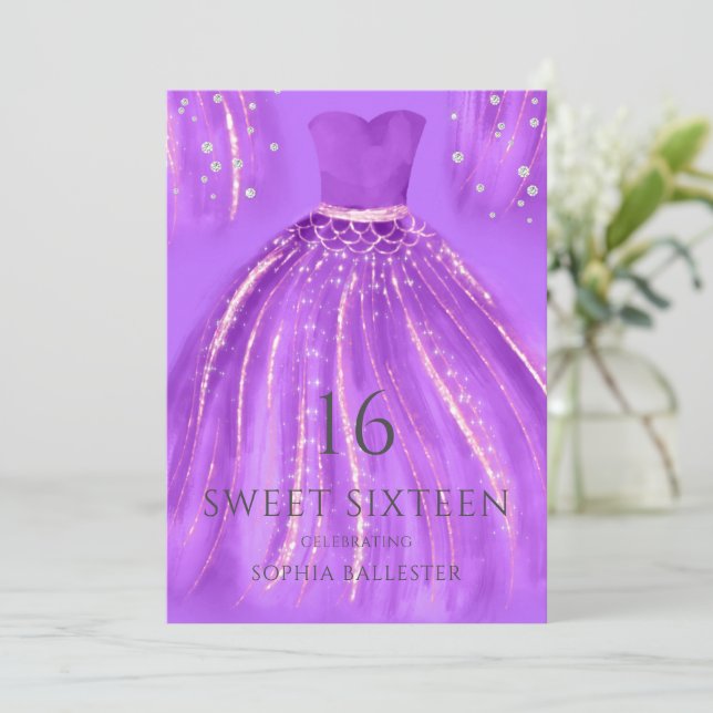 Invitation Robe de sirène en or violet Merveilleux Robe de si (Debout devant)