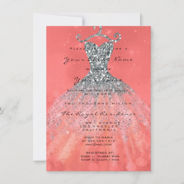 Invitation Robe de sirène Parties scintillant nuptiale 16e Co (Devant)
