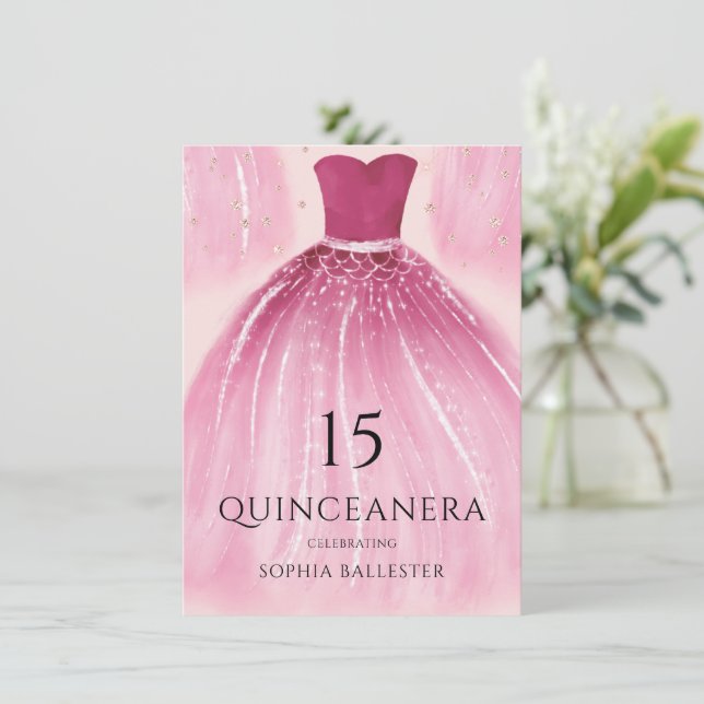 Invitation Robe de sirène rose pâle 15e Quinceanera Party (Debout devant)