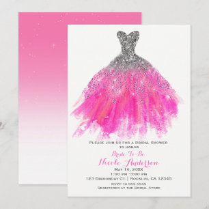 Invitation Robe de soirée à paillettes rose et argent Glamour