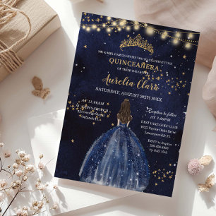 Invitation Robe de soirée chic étoilée bleu marine Quinceañer