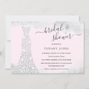 Invitation Robe de soirée diamant scintillant rose argenté po