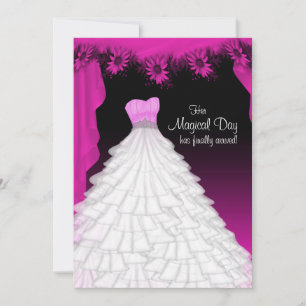Invitation Robe de soirée Fuchsia Rose Chaud Robe de bal Quin