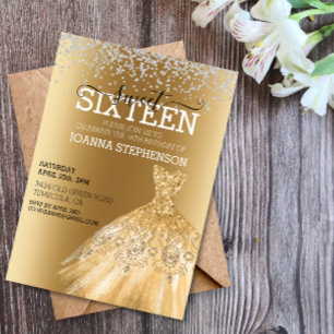Invitation Robe de soirée pour anniversaire Sweet 16 Seize an