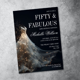 Invitation Robe de soirée scintillante dorée Fifty and Fabulo