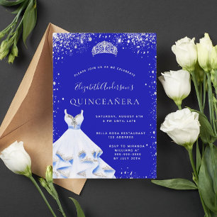 Invitation Robe de tiara en argent bleu royal parties scintil