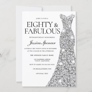 Invitation Robe d'étincelle en argent 80 et fabuleux 80e anni
