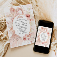 Robe d'herbe Quinceañera Blush Boho Floral Pampas