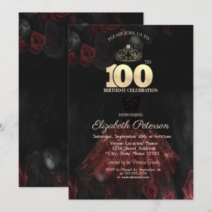 Invitation Robe, Diadème, Roses Rouges 100e Anniversaire