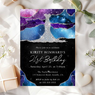 Invitation Robe Diamant et Galaxie Agate 21e Anniversaire
