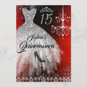 Invitation Robe Diamond étincelante Robe Rouge Argent Noir Qu