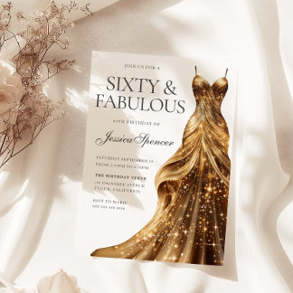 Invitation Robe d'or Champagne Fabuleux 60e anniversaire
