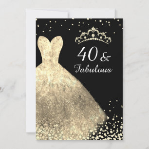 Invitation Robe d'or & Noir 40 & Fabuleux 40e anniversaire
