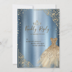 Invitation Robe dorée Diamants Bleus RSVP