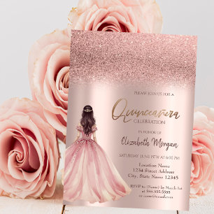 Invitation Robe élégante et chic à paillettes rose doré pour 