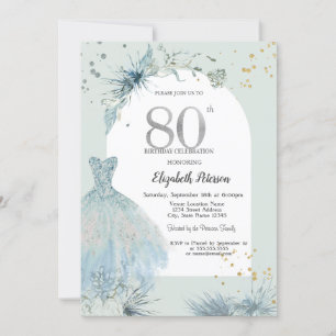 Invitation Robe Élégante Hiver 80e Anniversaire