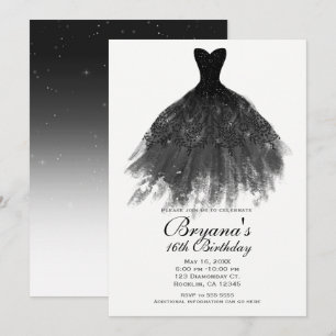 Invitation Robe élégante noire et blanche pour une soirée Swe