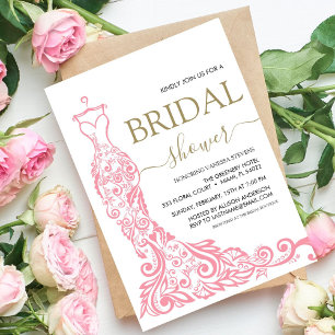 Invitation Robe Élégante Rose Blush pour Baby Shower