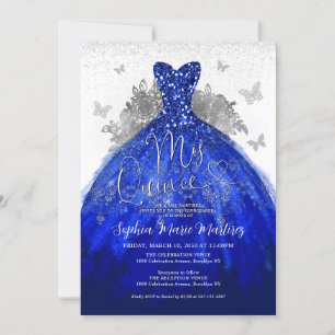 Invitation Robe en argent bleu de la marine Glam Quince Quinc