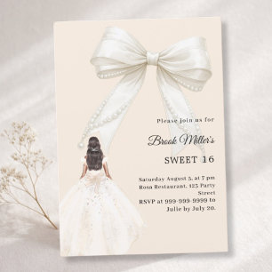 Invitation Robe en ivoire champagne or luxe Sweet 16