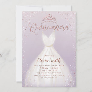 Invitation Robe en or rose violet parties scintillant quincea