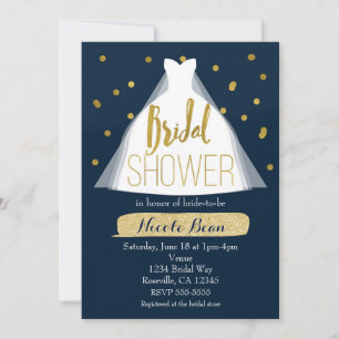 Invitation Robe et Confetti Mariage Fête des mariées bleu & o
