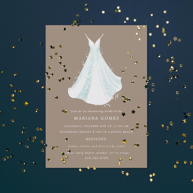 Invitation Robe étincelante coing ou Fête des mariées beige (Créateur téléchargé)