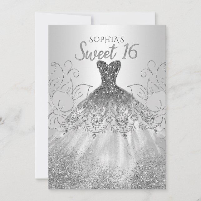 Invitation Robe étincelante Parties scintillant argent Douce  (Devant)