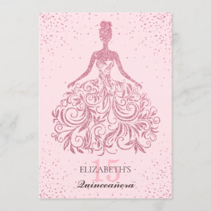 Invitation Robe Fille Blush Sparkle Quinceañera Parties scint