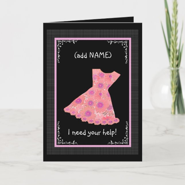 INVITATION ROBE FLEUR PECHE NOM PERSONNALISE (Devant)