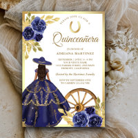 Robe florale bleu marine Charro Gold Quinceanera